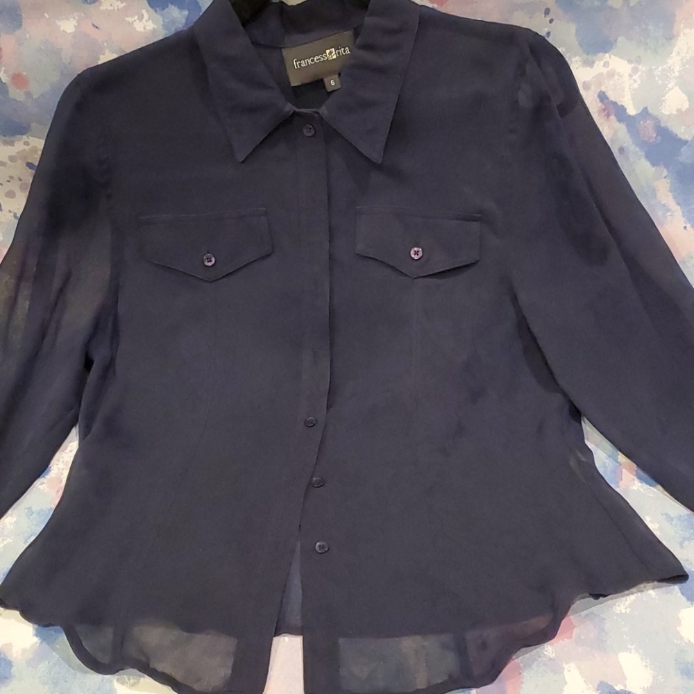 Francess & Rita Navy button down top 6